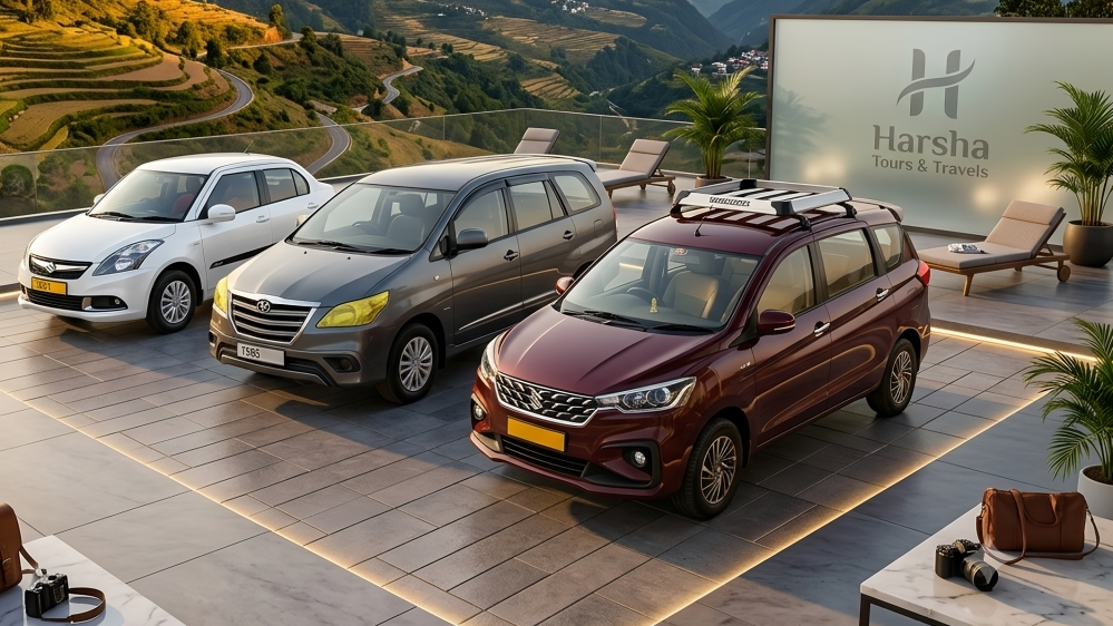 Harsha Tours and Travels taxi fleet in Hyderabad